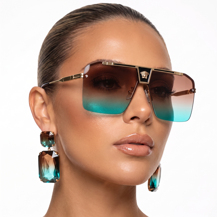 Unisex rectangular sunglasses, stylish with UV protection. Fashion accessory, modern anti-scratch eyewear.