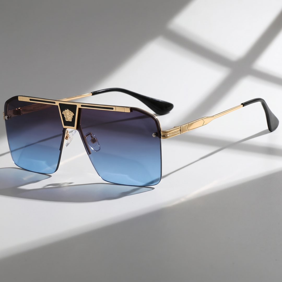 Sleek rectangular UV protection sunglasses. Unisex fashion eyewear with anti-scratch lenses, very stylish.