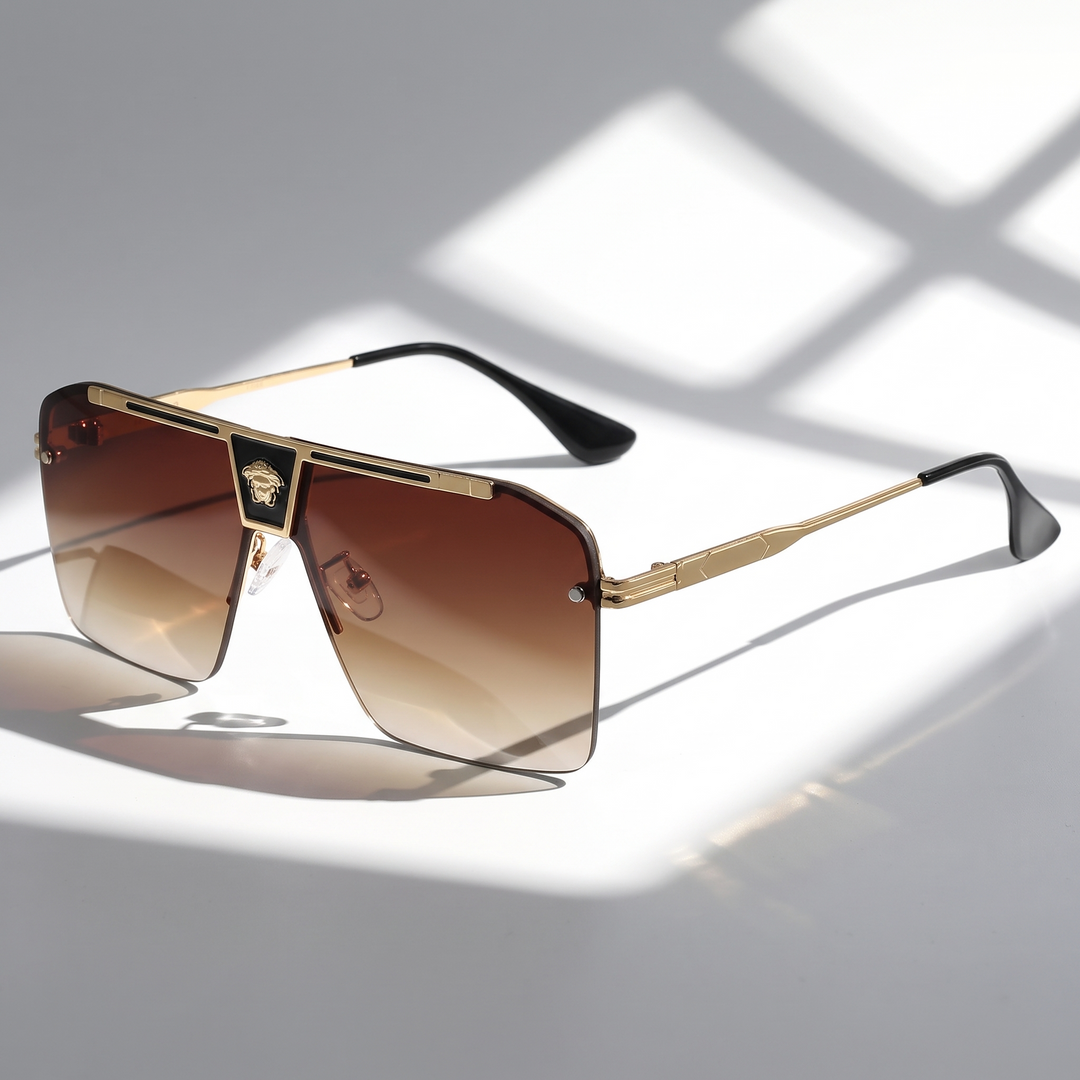 Fashionable rectangular sunglasses for both sexes. UV protection eyewear featuring anti-scratch lenses.
