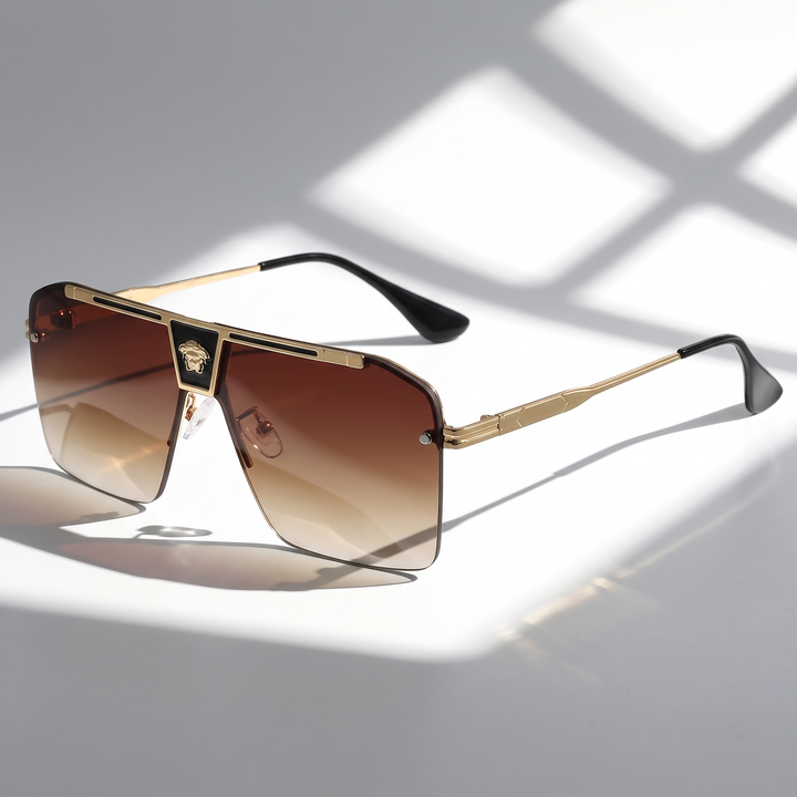 Fashionable rectangular sunglasses for both sexes. UV protection eyewear featuring anti-scratch lenses.