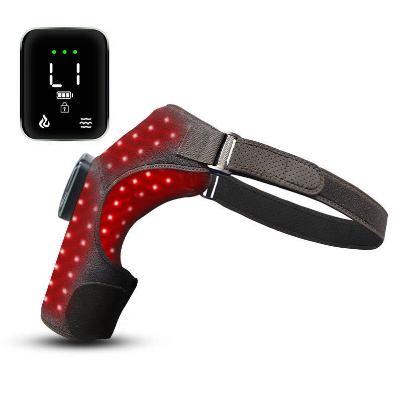 Infrared red light therapy shoulder brace provides joint support for fast pain relief & muscle recovery aid.