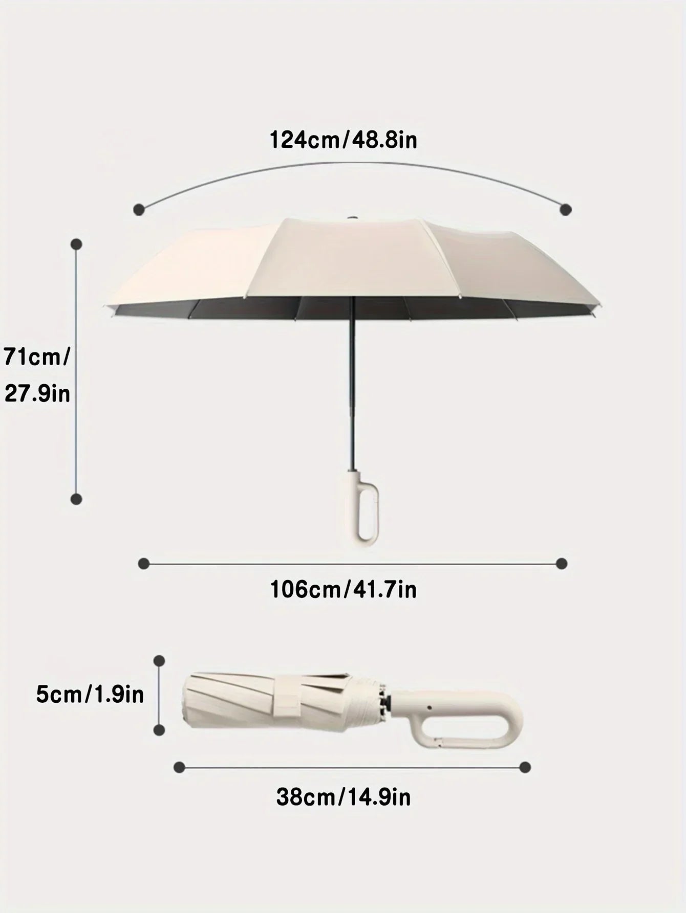 Durable, compact travel umbrella. Reinforced, windproof, UV protective, and automatic for reliable rain & sun defense.