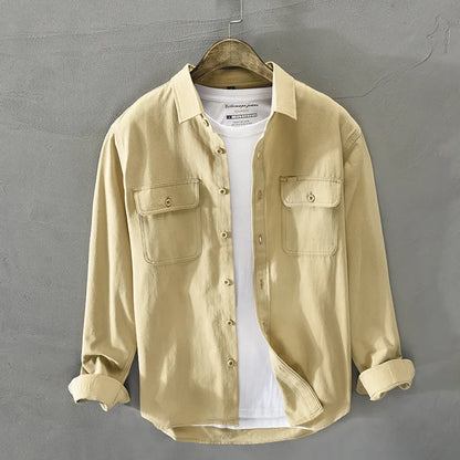 Lightweight unisex capri shirt, relaxed fit. Versatile summer button-down for casual, effortless men's & women's fashion.