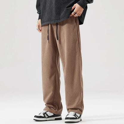 Casual wide leg corduroy pants, ultimate comfort & relaxed fit for any unisex outfit.