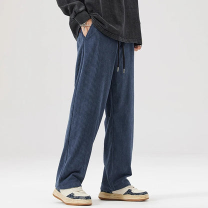 Stylish unisex wide leg corduroy pants, perfect for casual comfort and everyday wear.