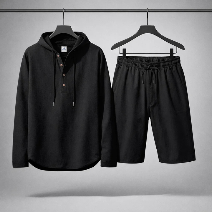 Versatile unisex cotton linen blend relaxed fit set, a comfortable & breathable summer outfit for men & women.