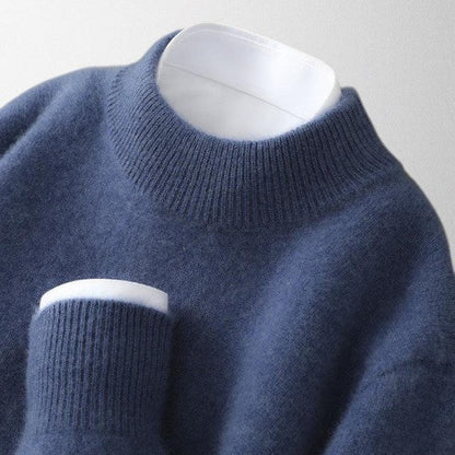 Comfortable blue unisex relaxed fit crew neck pullover, a casual top for ultimate everyday comfort.