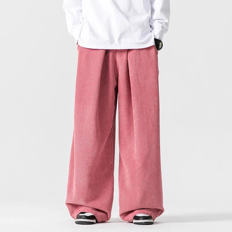 Vintage-inspired unisex wide-leg drawstring pants with a relaxed fit, perfect for 90s casual streetwear.