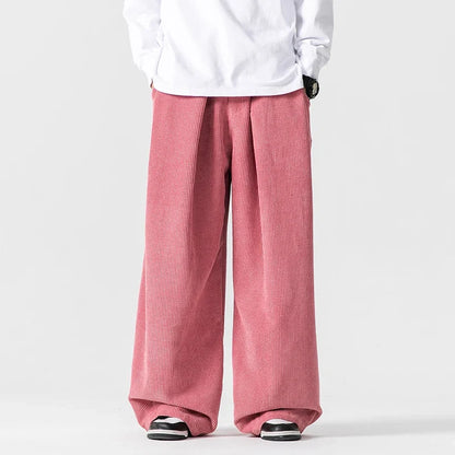 Vintage-inspired unisex wide-leg drawstring pants with a relaxed fit, perfect for 90s casual streetwear.