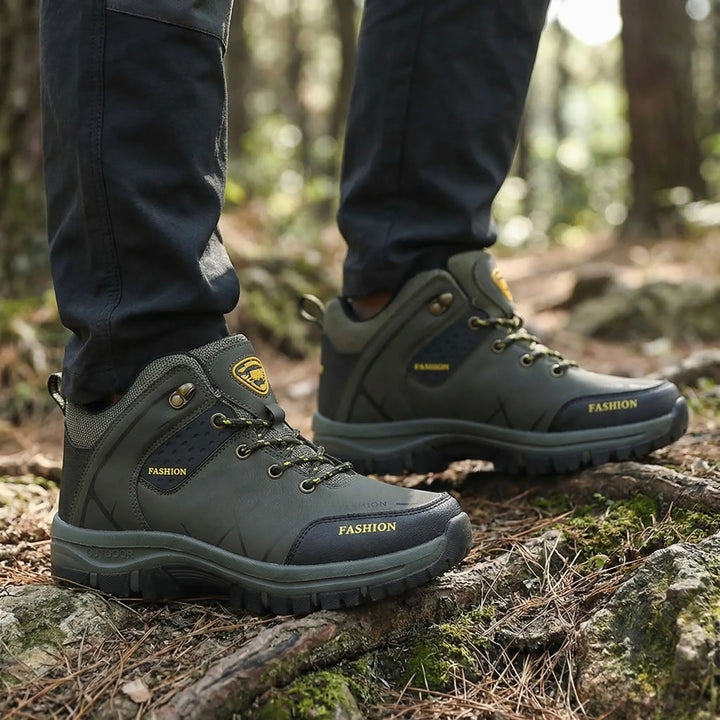 Unisex retro ankle hiking boots for trails & work. Rugged, water-repellent outdoor footwear.
