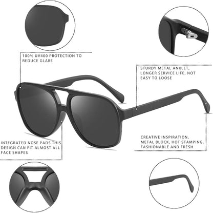 Glamorous 70s retro aviator sunglasses, perfect oversized eyewear for sunny days & fashion statements.