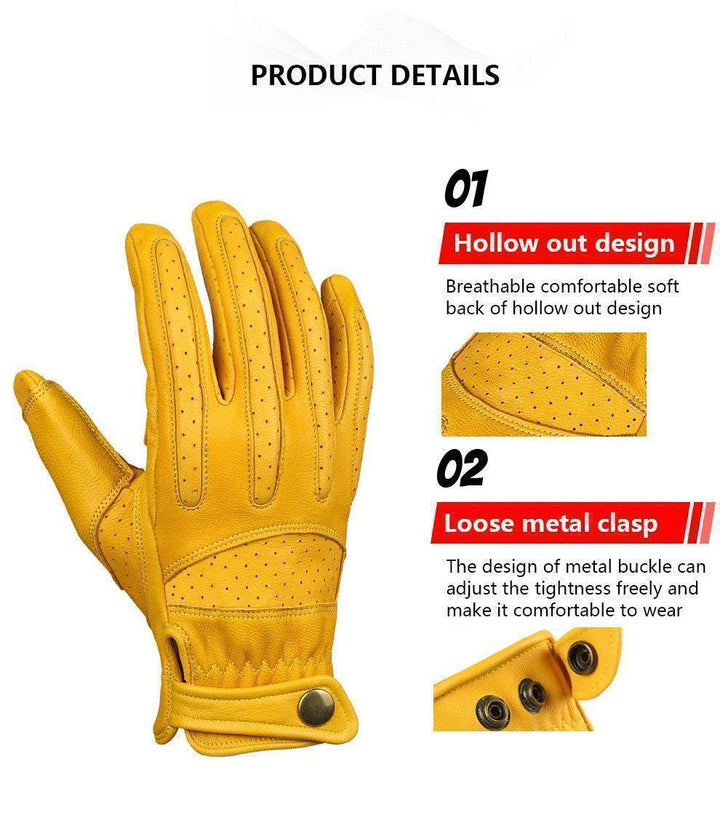 Pair of tan retro cycling gloves with ventilation holes and snap closure, ideal for bike accessories.