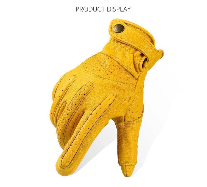 Retro cycling gloves in natural brown, featuring fingerless design and adjustable wrist strap for comfort.