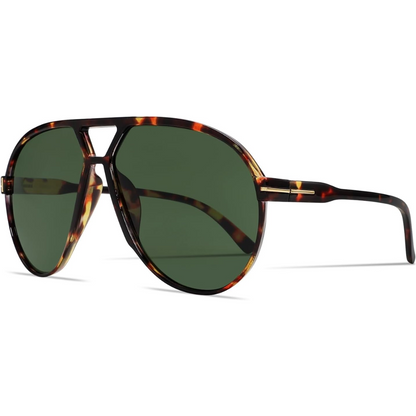 Side view of lightweight oversized aviator sunglasses, emphasizing sleek design & comfort.