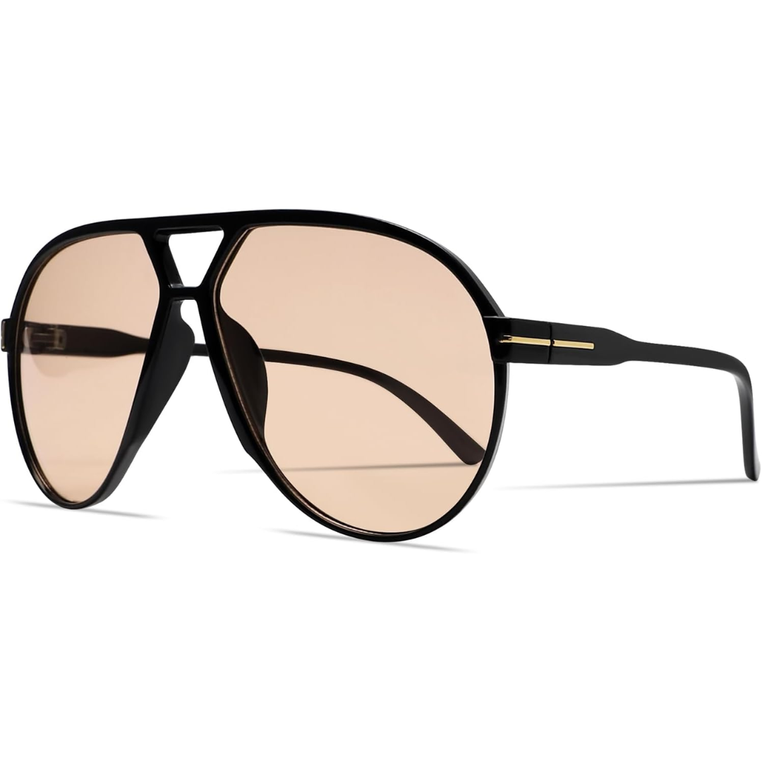 Unisex oversized aviator sunglasses, ideal for sunny days; offering UV400 protection.