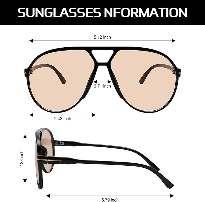 UV400 protected unisex oversized aviator sunglasses, ideal beachwear & fashion eyewear.