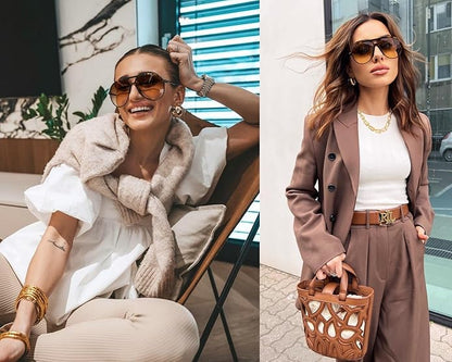 Trendy vintage oversized aviator sunglasses, essential summer accessory with UV400.