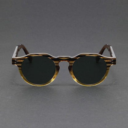 Stylish vintage acetate unisex sunglasses with polarized lenses & classic retro eyewear design. UV protection.