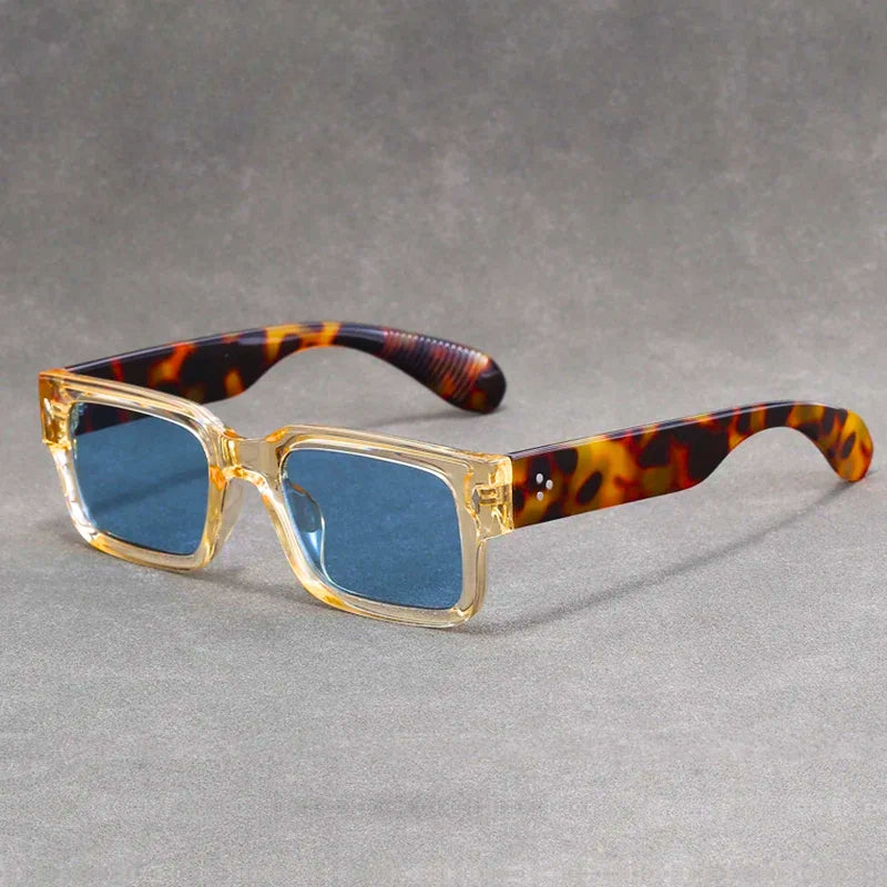 Unisex retro rectangular sunglasses in black, a stylish vintage accessory for eye protection.