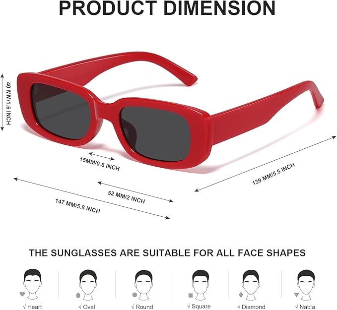 Bold rectangular Y2K sunglasses, a unisex retro eyewear statement piece offering maximum UV protection.
