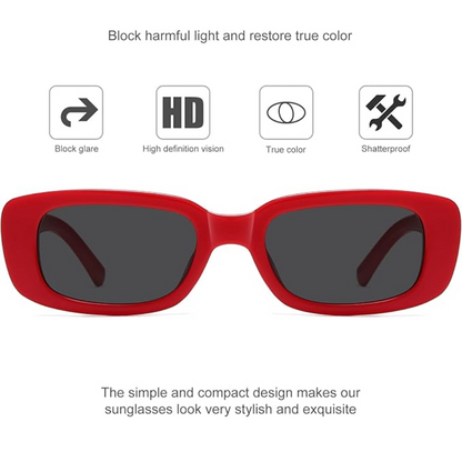 Trendy unisex retro rectangular Y2K sunglasses for an iconic fashion-forward eyewear look and sun safety.