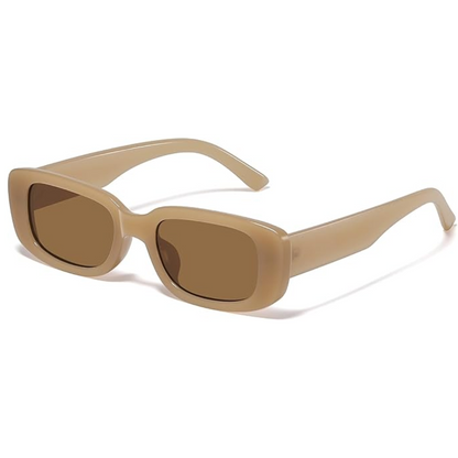 Front view of chic unisex retro rectangular Y2K sunglasses, essential fashion eyewear for a modern retro look.