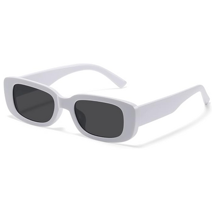 Classic black frame unisex retro rectangular Y2K sunglasses, timeless vintage eyewear offering UV protection.