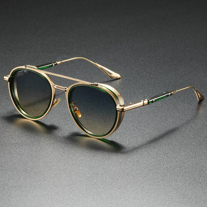 Vintage-inspired unisex round sunglasses with comfortable metal frames & fashionable gradient lenses for sun protection.