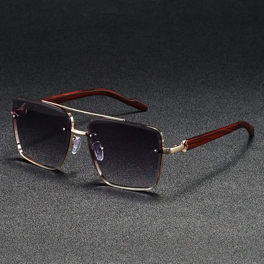 Unisex retro square metal sunglasses with stylish gradient lenses, offering modern UV protection and anti-glare.