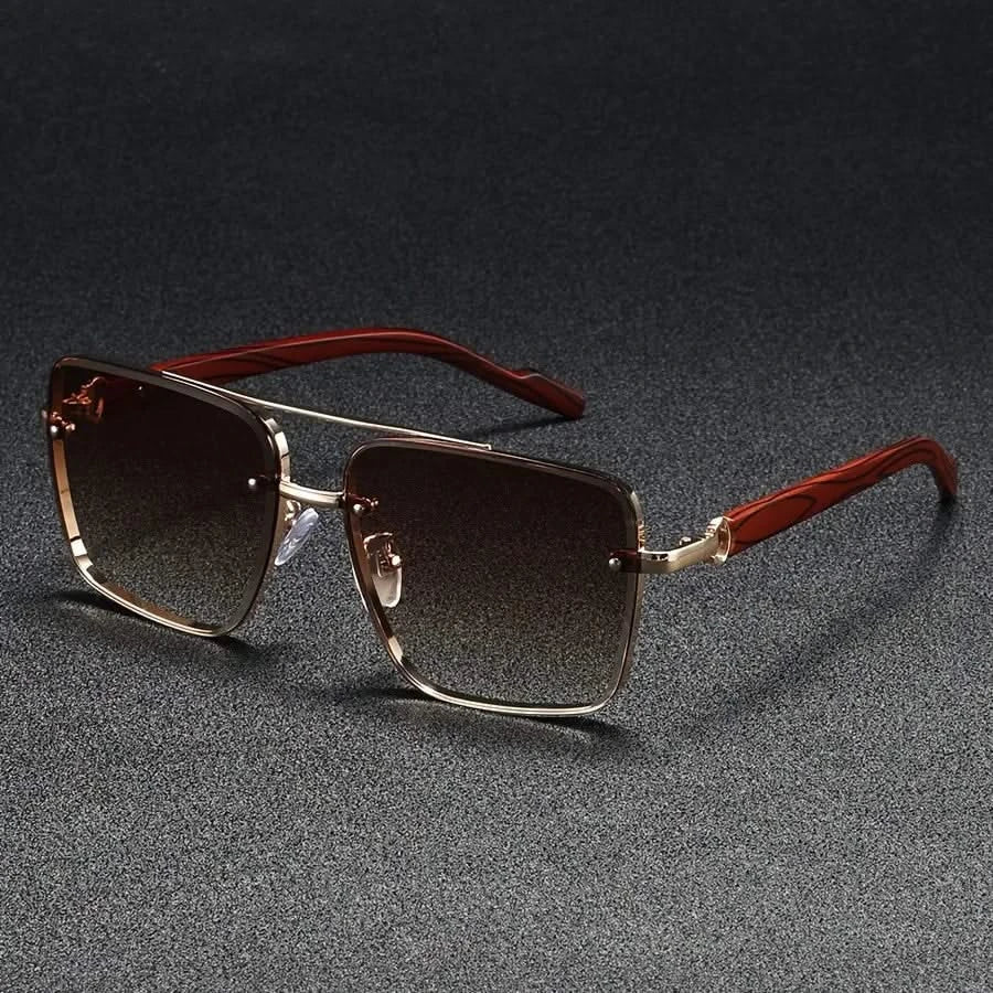 Classic retro square metal frame sunglasses featuring trendy gradient lenses for a chic, protective look.