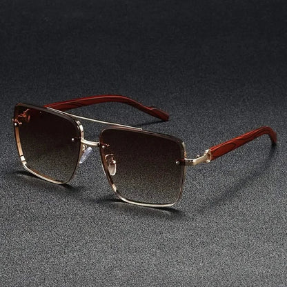 Classic retro square metal frame sunglasses featuring trendy gradient lenses for a chic, protective look.