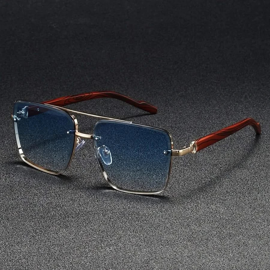 Vintage-inspired unisex square metal frame sunglasses with gradient anti-glare lenses & full UV protection.