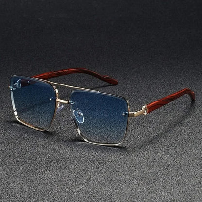 Vintage-inspired unisex square metal frame sunglasses with gradient anti-glare lenses & full UV protection.