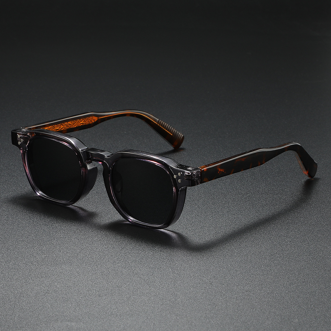 Black acetate retro square sunglasses for unisex, providing essential UV400 eye protection.