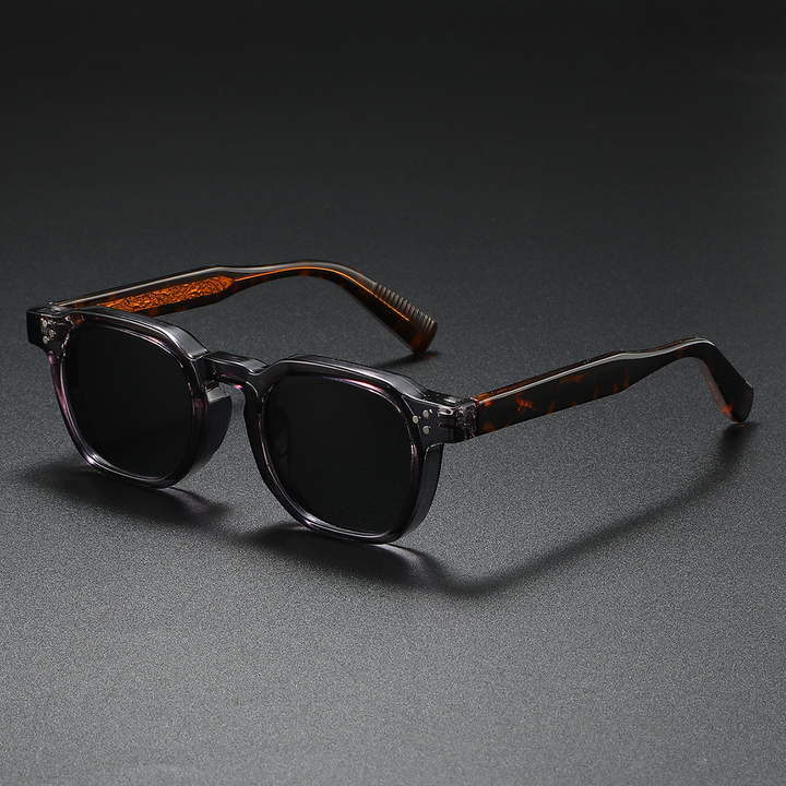 Black acetate retro square sunglasses for unisex, providing essential UV400 eye protection.