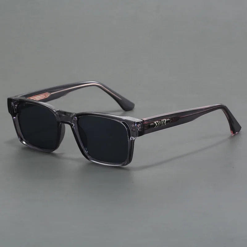 Smoke grey unisex retro squared-frame sunglasses, durable & lightweight fashion accessory.