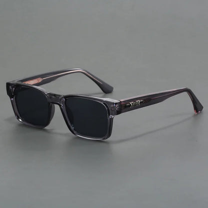 Smoke grey unisex retro squared-frame sunglasses, durable & lightweight fashion accessory.