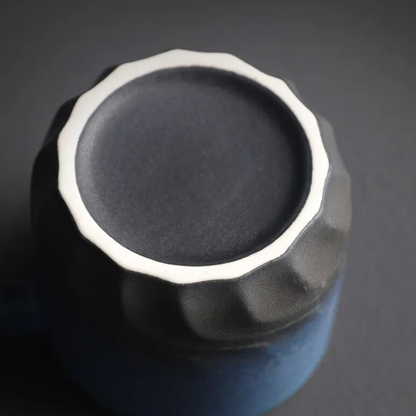 Durable Ceramic Retrograde Espresso Mug, handmade with a wooden handle for a comfortable grip. Coffee cup decor.