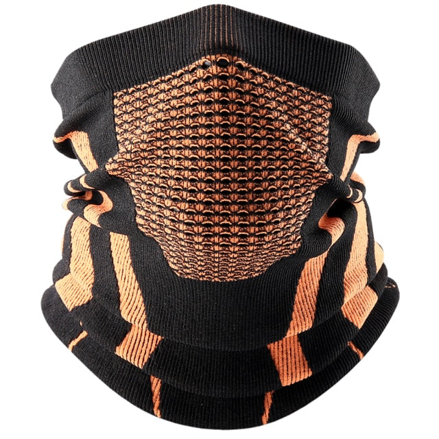 Detailed shot of the stitching and material of a unisex reversible neck gaiter, highlighting durability