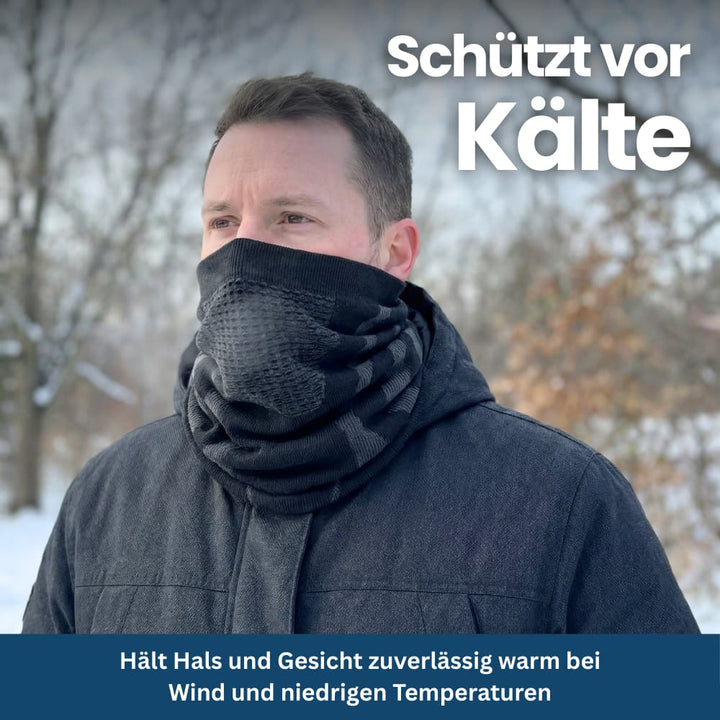 Versatile unisex neck gaiter in heather grey, convertible to a face mask for cold weather protection
