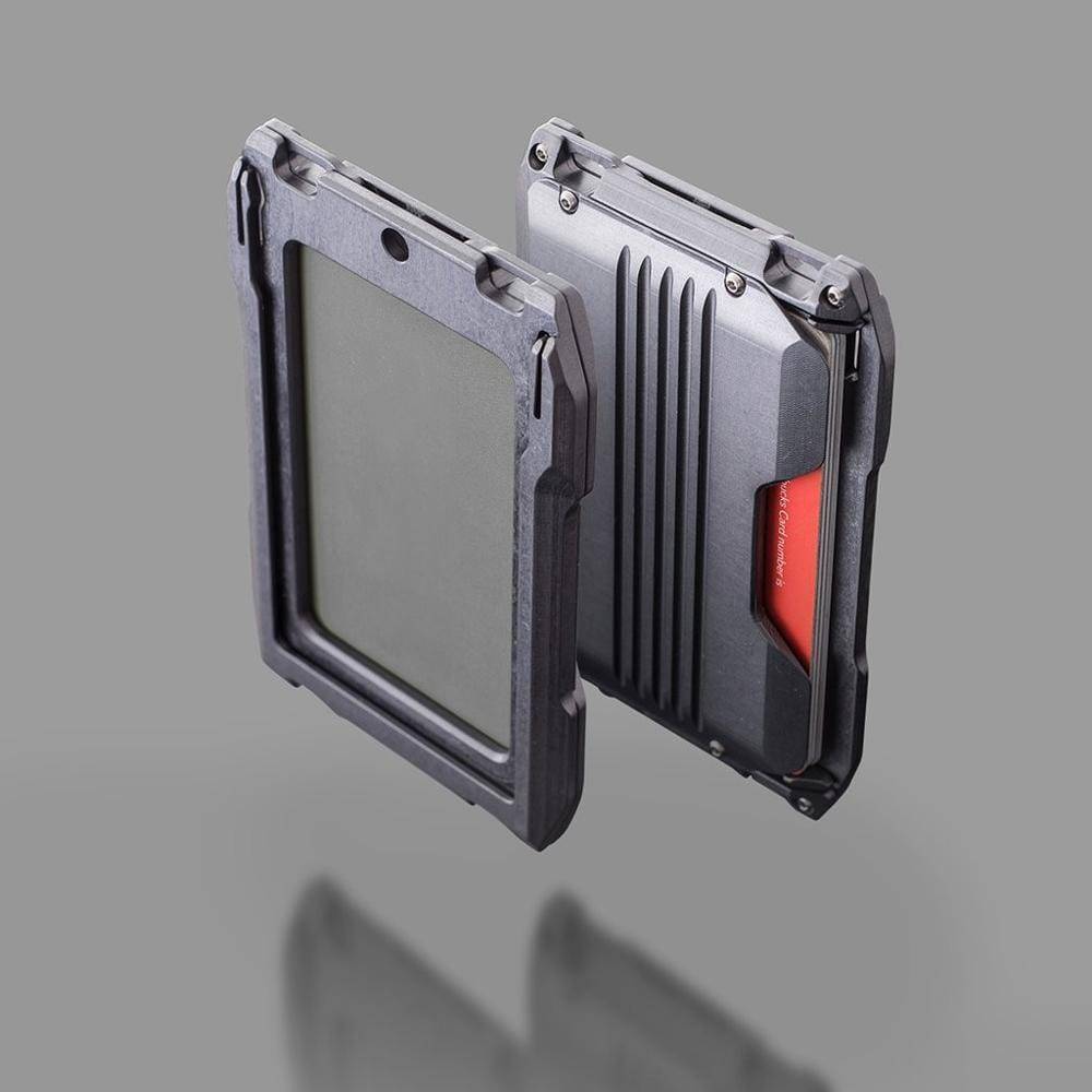 Silver metal RFID blocking card holder wallet, ultra-slim for front pocket carry
