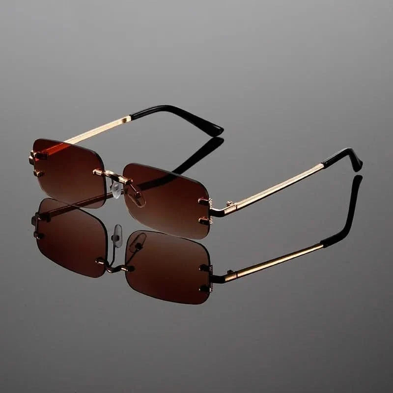 Modern rimless anti-glare shades, perfect unisex eyewear for sleek style and UV protection.