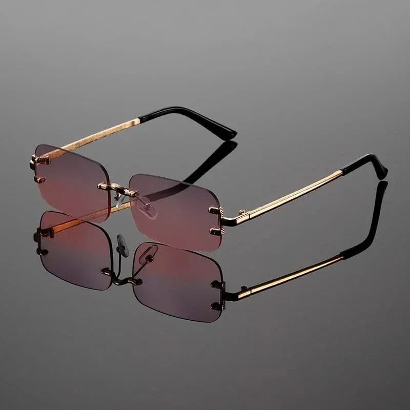 Contemporary unisex rimless anti-glare eyewear, featuring a metallic finish for ultimate style.
