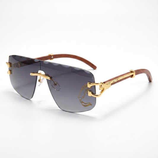 Unisex rimless green sunglasses with sophisticated UV protection for stylish eye protection.