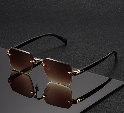 Lightweight rimless square sunglasses, designed for unisex fashion and effective UV400 eye protection.