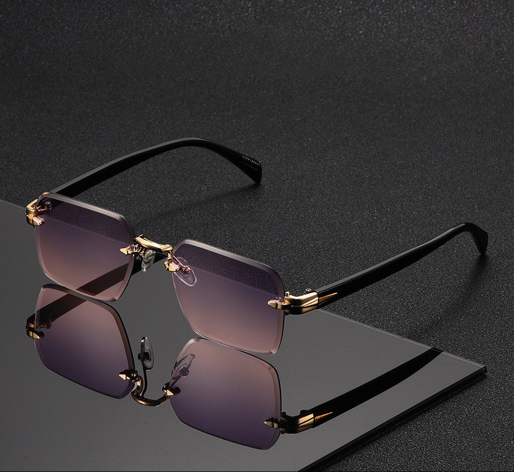 Elegant unisex rimless square sunglasses, showcasing a modern design and superior UV400 protection.