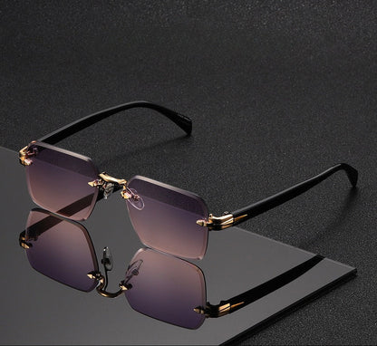 Elegant unisex rimless square sunglasses, showcasing a modern design and superior UV400 protection.