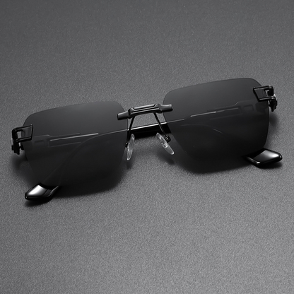 Driving sunglasses: Unisex lightweight rimless design with excellent UV protection & glare reduction for clear vision.