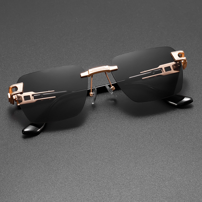 Lightweight unisex rimless sunglasses: UV protection, glare reduction & a sleek alloy frame for outdoor fashion.