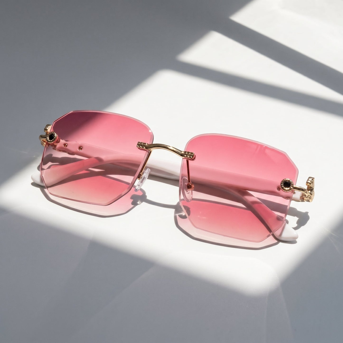 Unisex rimless fashion sunglasses, a cool accessory offering 100% UV protection for your eyes.